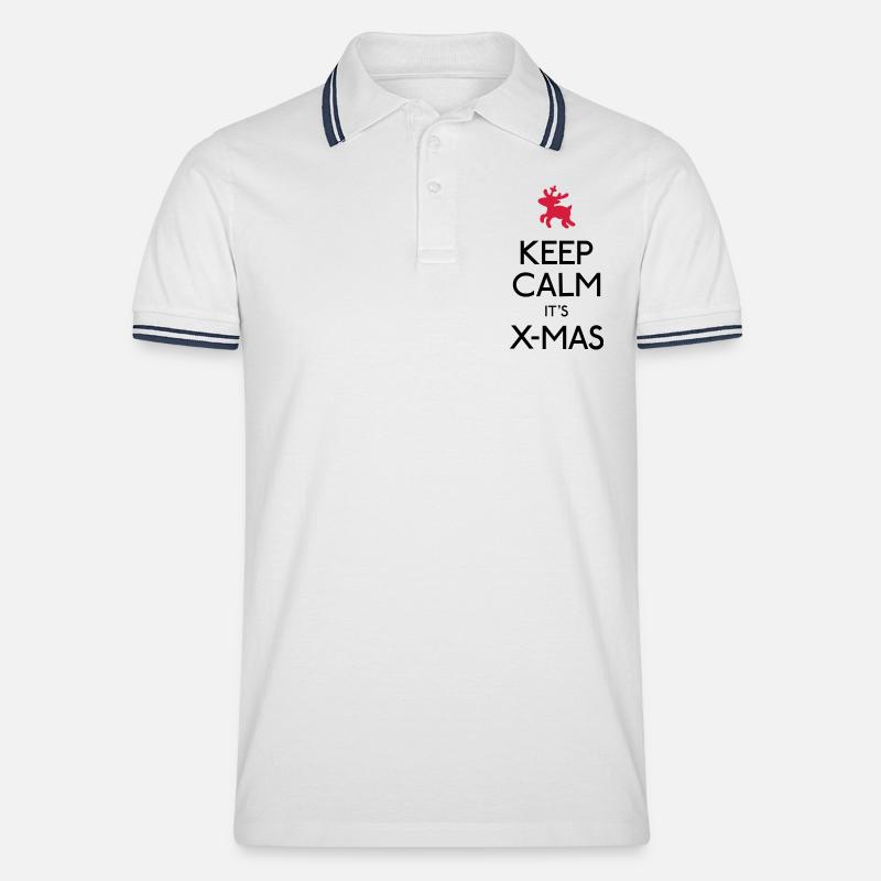 Keep Calm X-mas - Polo tipped Homme - blanc/marine