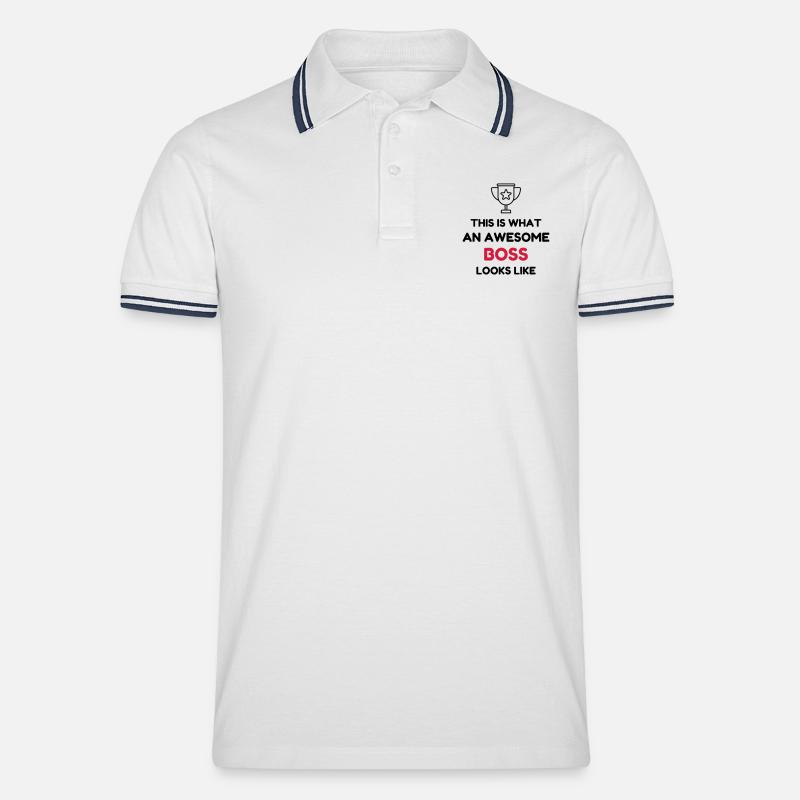 Manager / Chef / Arbeit / Job - Männer Tipped Poloshirt - Weiß/Navy