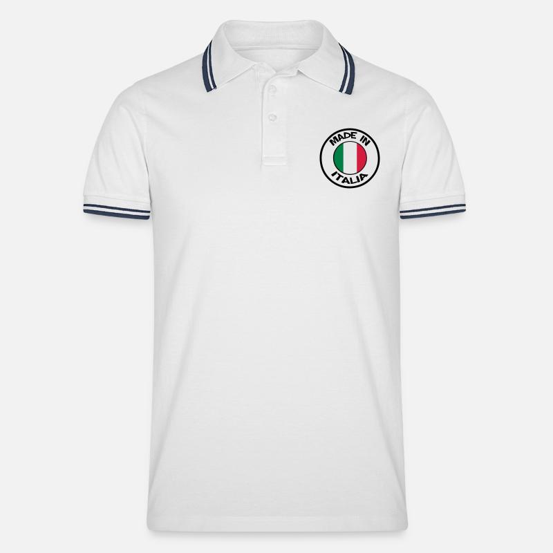 made in ITALIA - Männer Tipped Poloshirt - Weiß/Navy