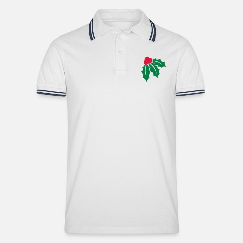 Weihnachtsstechpalme 2 - Männer Tipped Poloshirt - Weiß/Navy