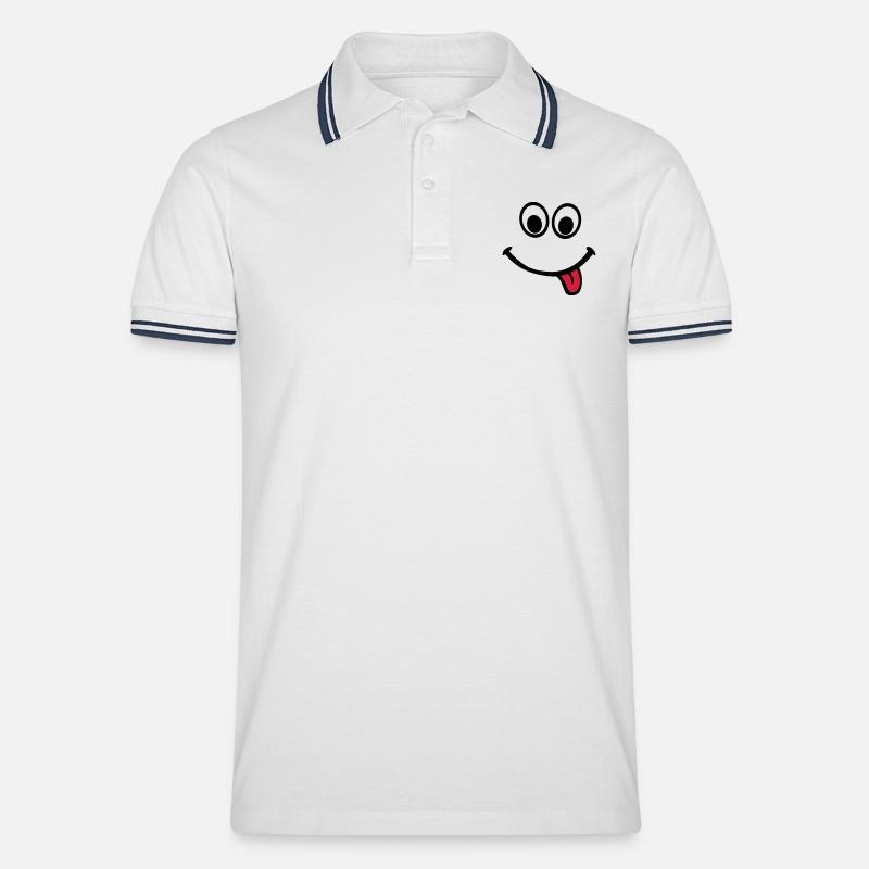 Gesicht - Männer Tipped Poloshirt - Weiß/Navy