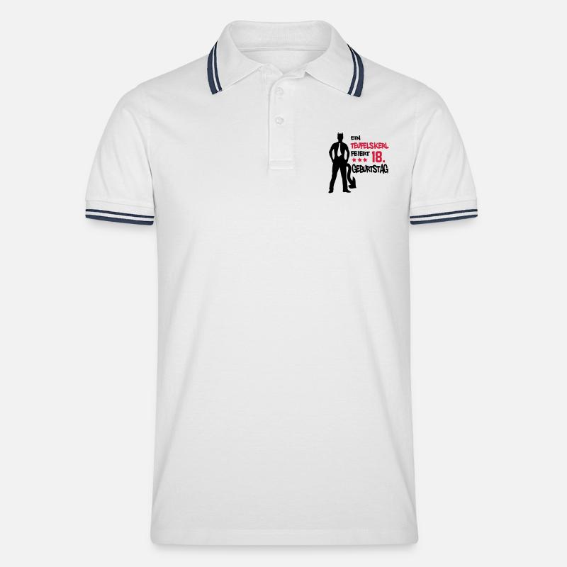 teufelskerl_18 - Männer Tipped Poloshirt - Weiß/Navy