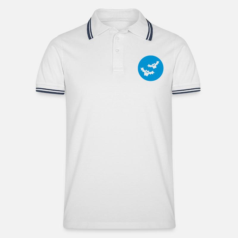 Fledermäuse - Männer Tipped Poloshirt - Weiß/Navy