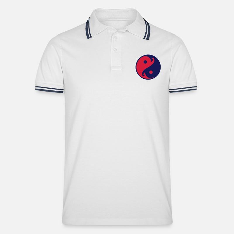 yin_yang_vec_2 de - Männer Tipped Poloshirt - Weiß/Navy