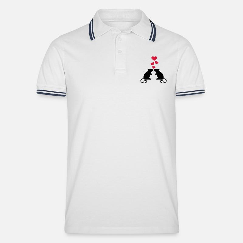 Maus - Männer Tipped Poloshirt - Weiß/Navy