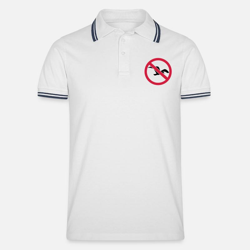 Möwe - Männer Tipped Poloshirt - Weiß/Navy