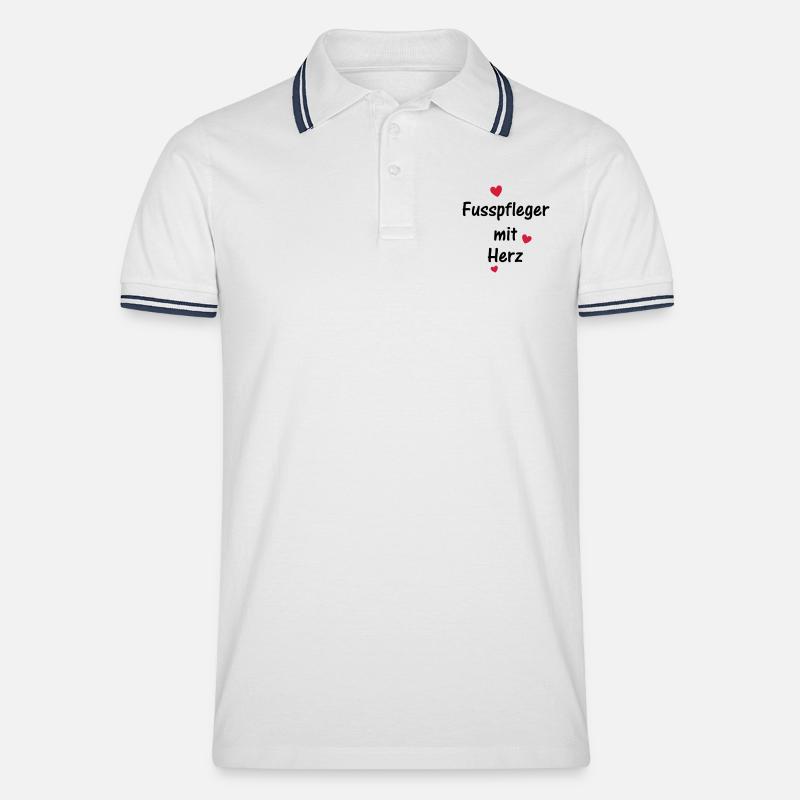 Fusspfleger mit Herz - Männer Tipped Poloshirt - Weiß/Navy