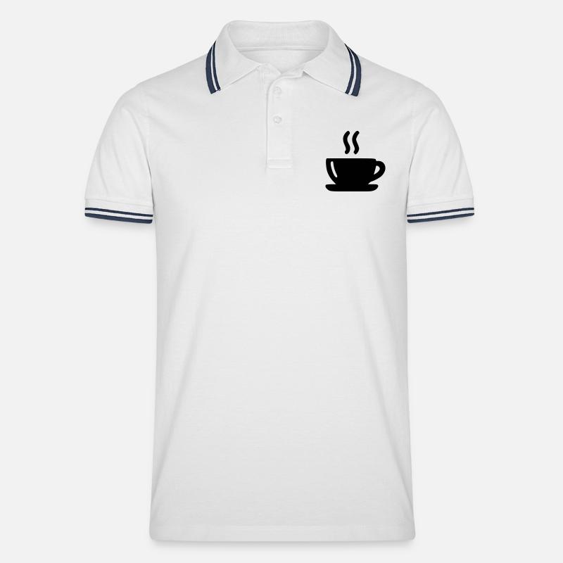 Kaffeebecher - Männer Tipped Poloshirt - Weiß/Navy