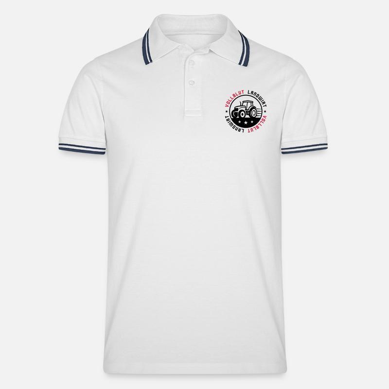 Vollblut Landwirt - Männer Tipped Poloshirt - Weiß/Navy