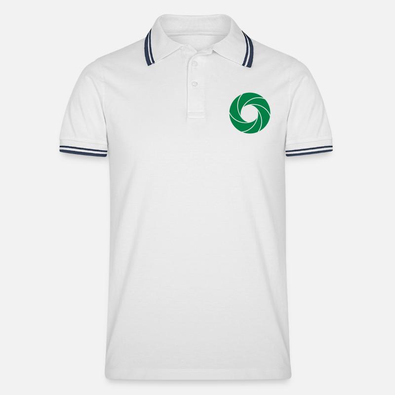 Blende / Aperture (1c) - Männer Tipped Poloshirt - Weiß/Navy