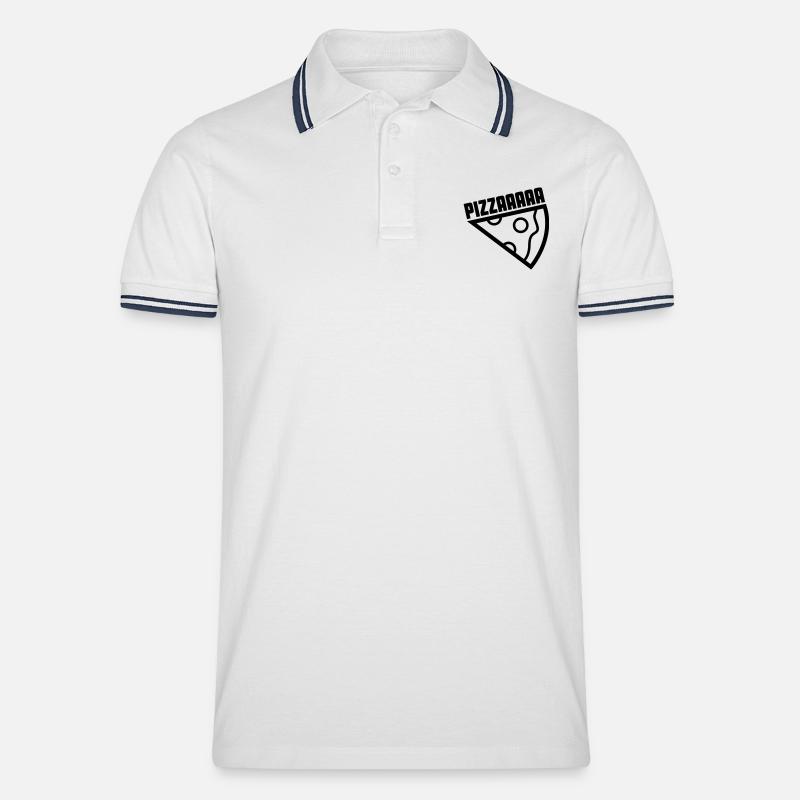 pizzaaaa - Männer Tipped Poloshirt - Weiß/Navy