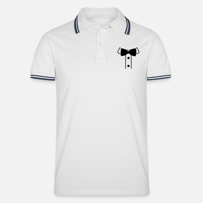 fliege_f1 - Männer Tipped Poloshirt - Weiß/Navy