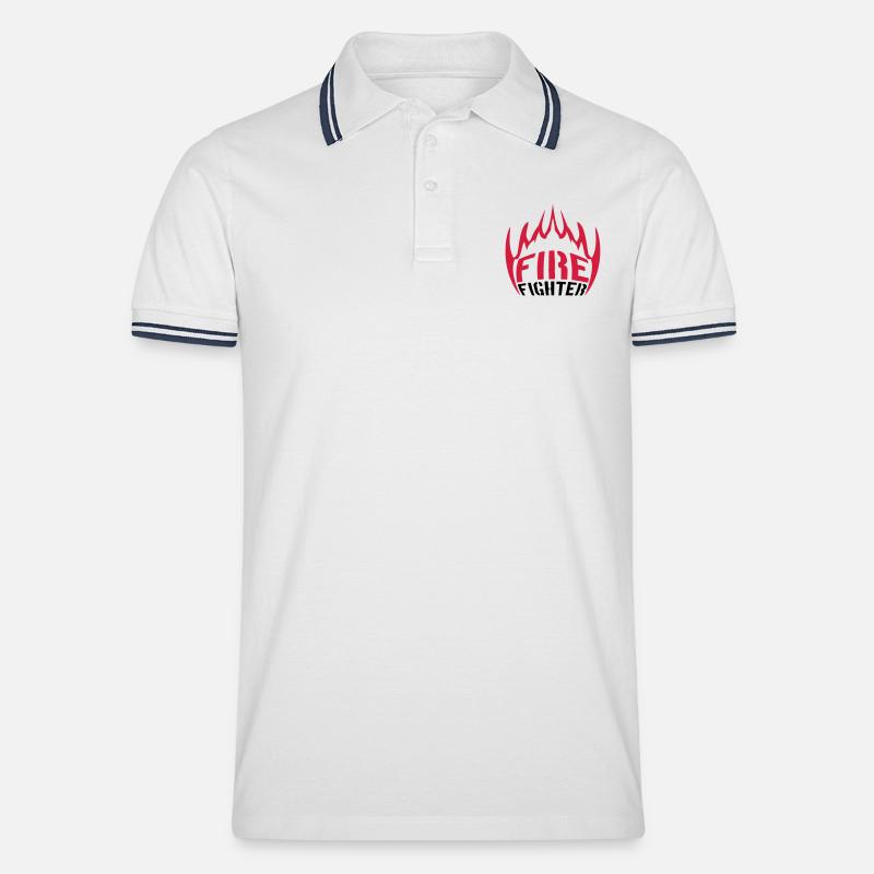 Des flammes de feu pompier - Polo tipped Homme - blanc/marine