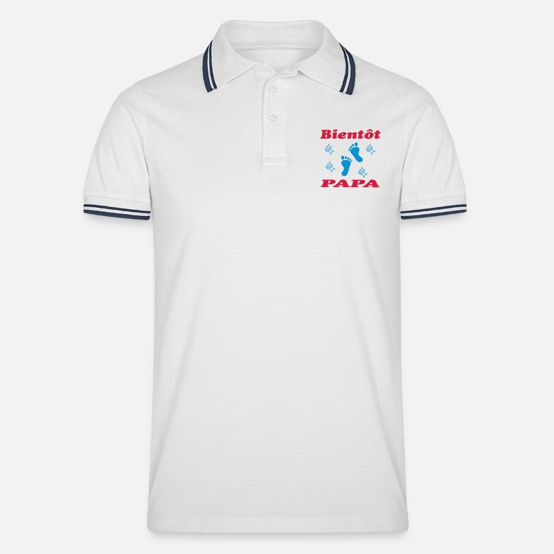 BALD VATER - Männer Tipped Poloshirt - Weiß/Navy