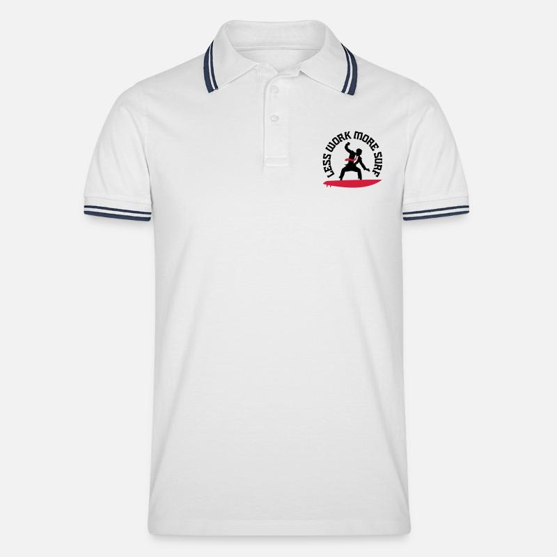 Moins de travail, surf plus ... - Polo tipped Homme - blanc/marine