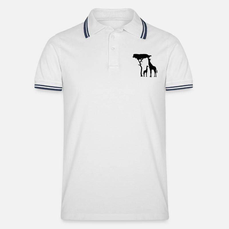 Giraffe - Männer Tipped Poloshirt - Weiß/Navy