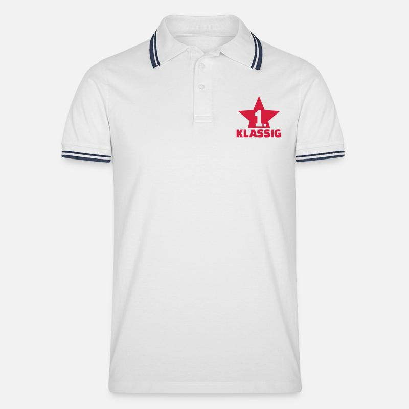 Einschulung - Männer Tipped Poloshirt - Weiß/Navy