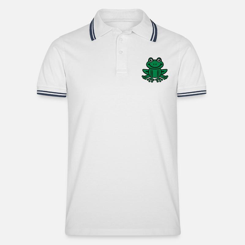 Frø - Tipped poloshirt herre - hvid/marineblå