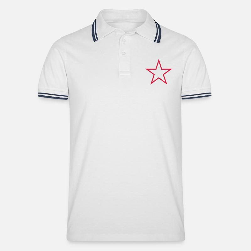 5 Five Star_V2 - Männer Tipped Poloshirt - Weiß/Navy