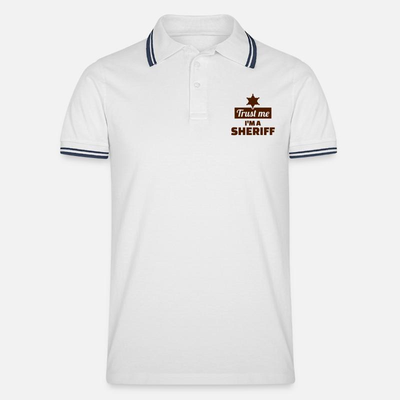 Sheriff - Männer Tipped Poloshirt - Weiß/Navy