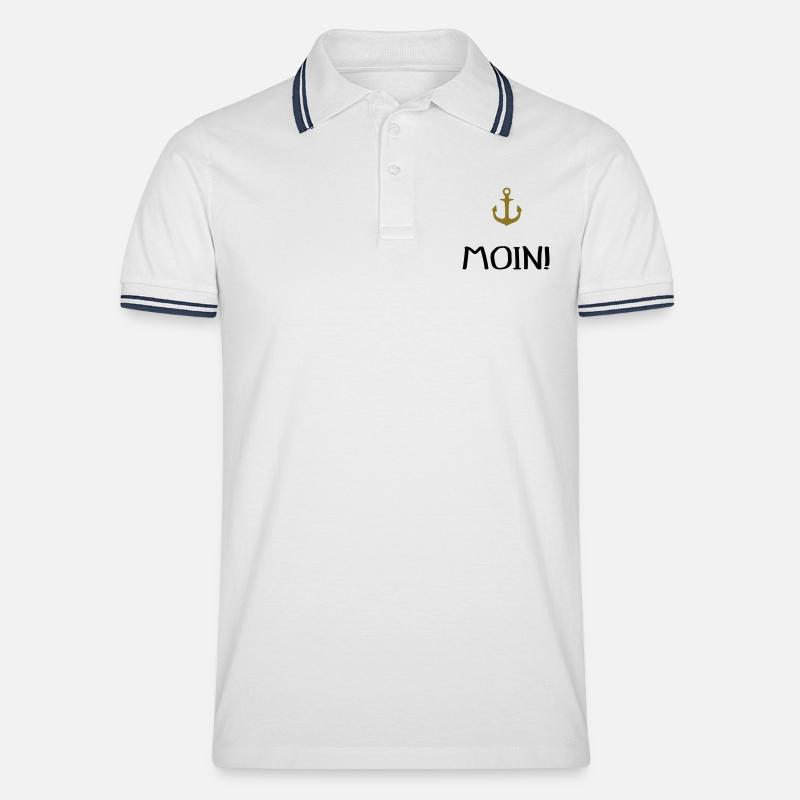 MOIN Anker 2-- - Männer Tipped Poloshirt - Weiß/Navy