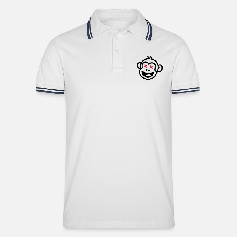 Affe Lustig - Männer Tipped Poloshirt - Weiß/Navy