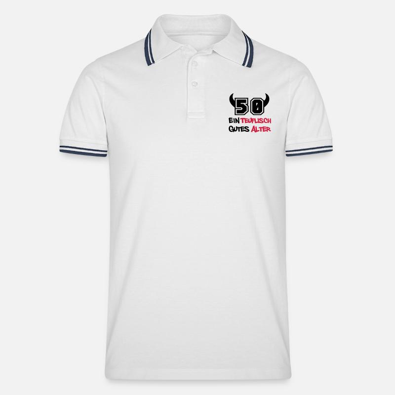 teuflische_50 - Männer Tipped Poloshirt - Weiß/Navy