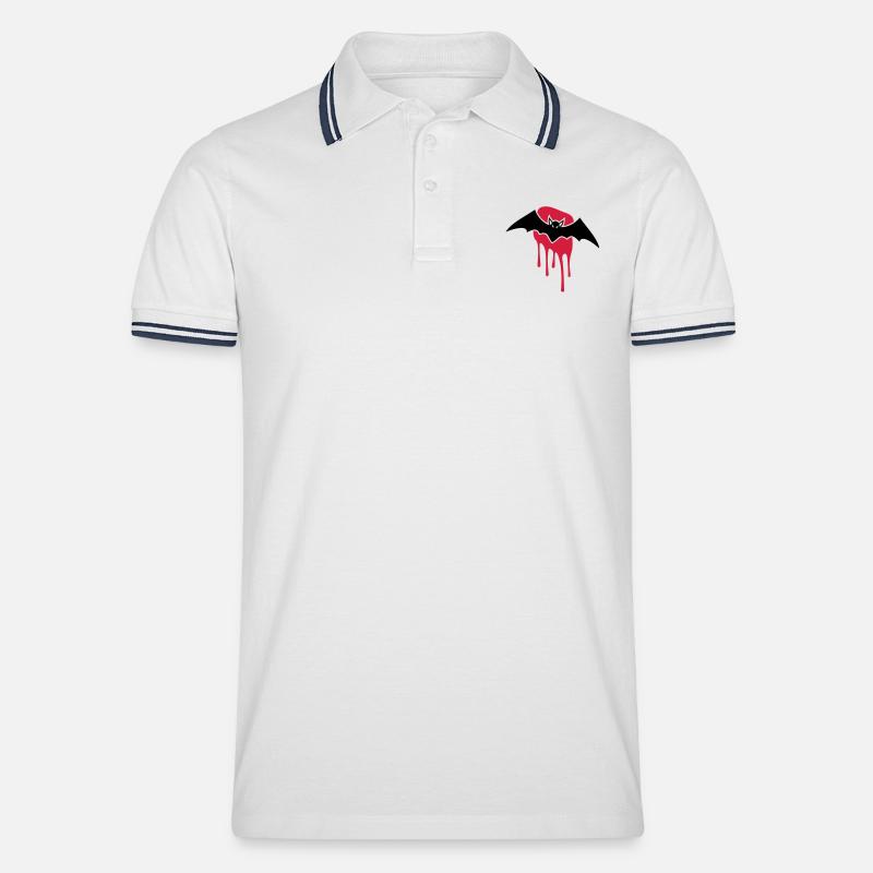 Fledermaus Blutfleck - Männer Tipped Poloshirt - Weiß/Navy