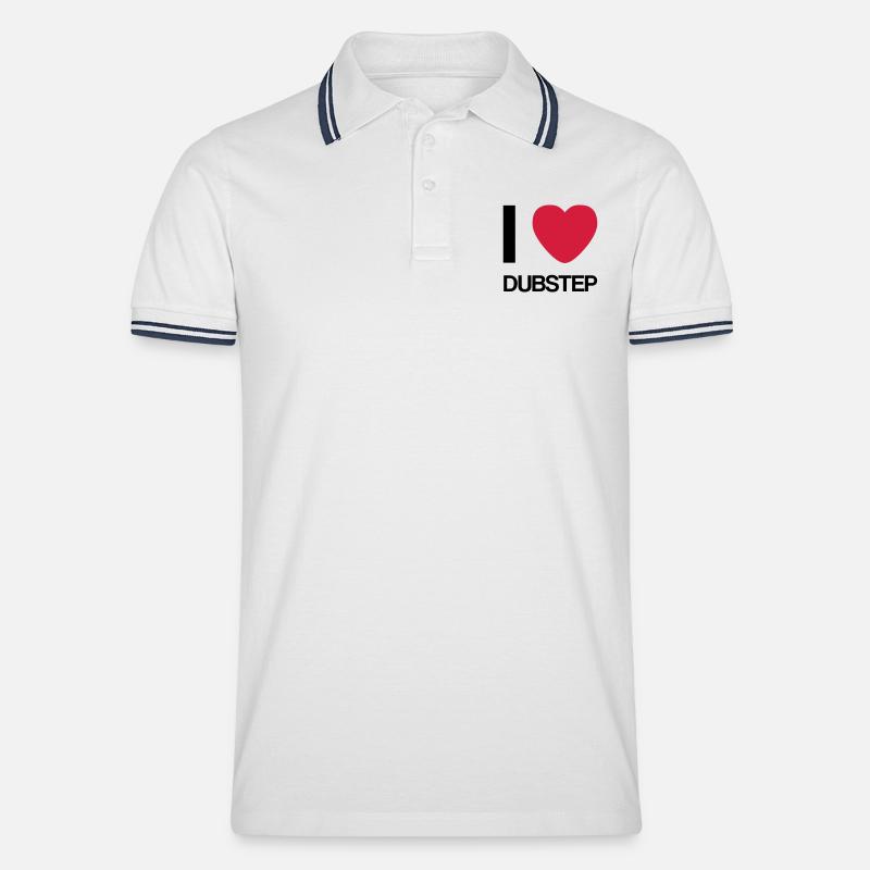 I LOVE DUBSTEP- Geschenk Idee - Männer Tipped Poloshirt - Weiß/Navy