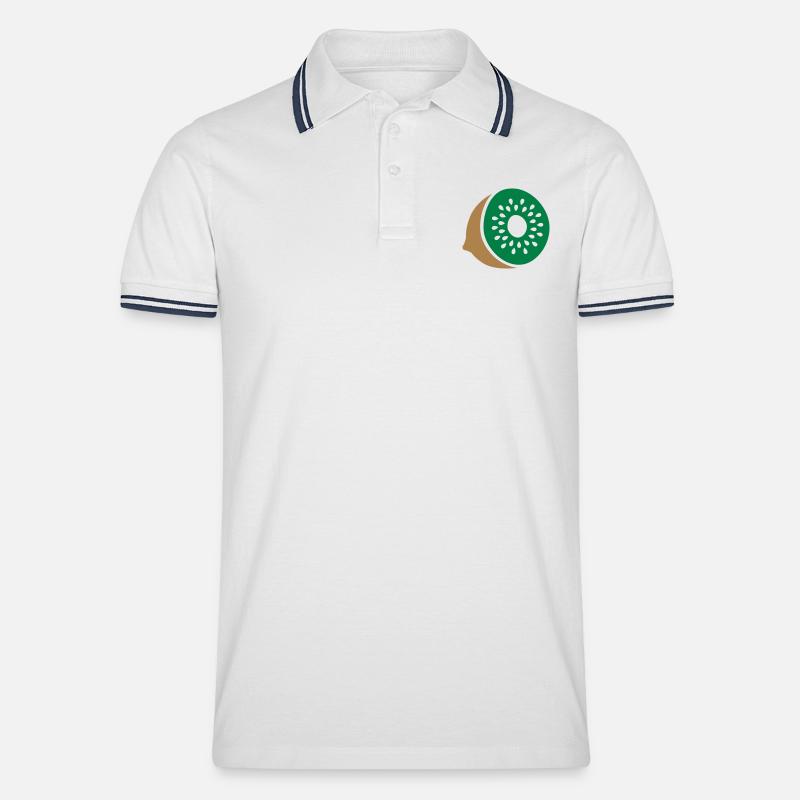 Kiwi - Männer Tipped Poloshirt - Weiß/Navy