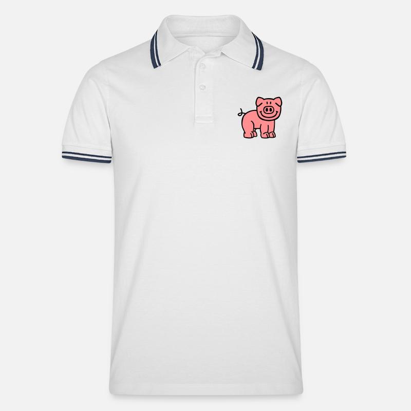Schwein - Männer Tipped Poloshirt - Weiß/Navy