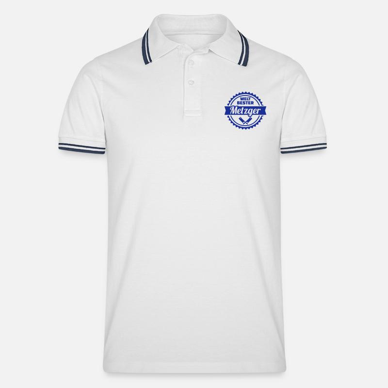 Metzger - Männer Tipped Poloshirt - Weiß/Navy