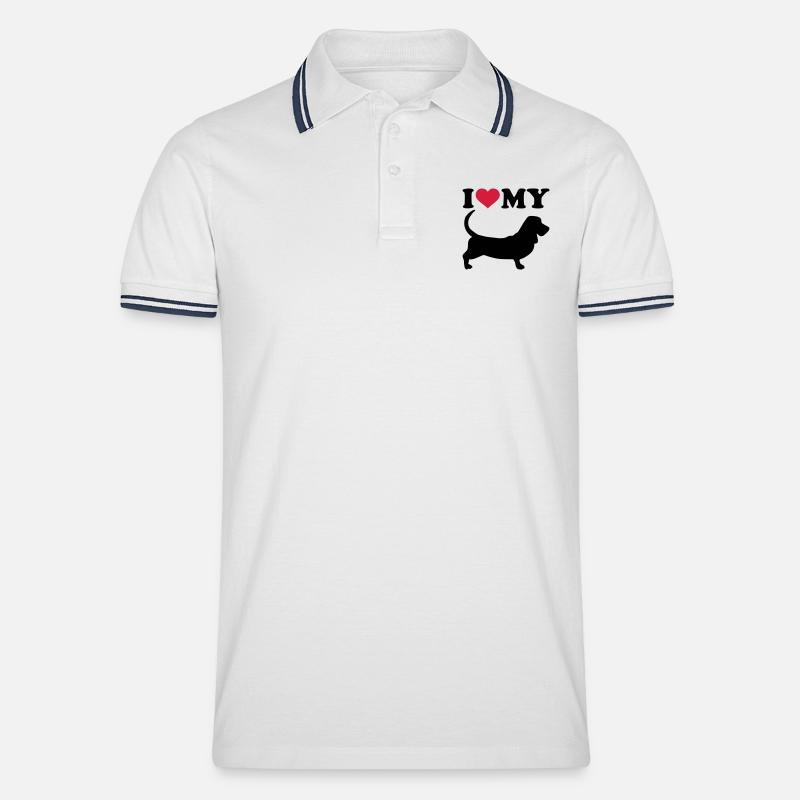 Basset Hound - Männer Tipped Poloshirt - Weiß/Navy