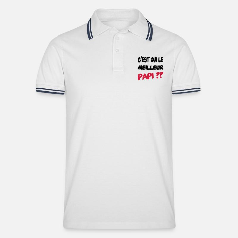 C'est qui le meilleur papi - Polo tipped Homme - blanc/marine