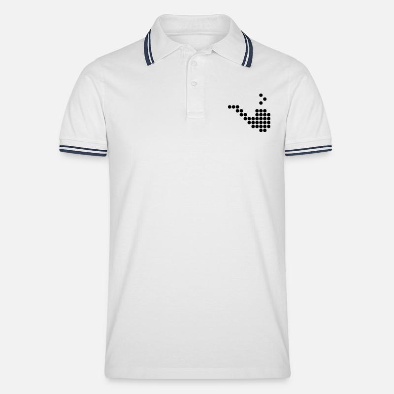 pipe dots - Männer Tipped Poloshirt - Weiß/Navy