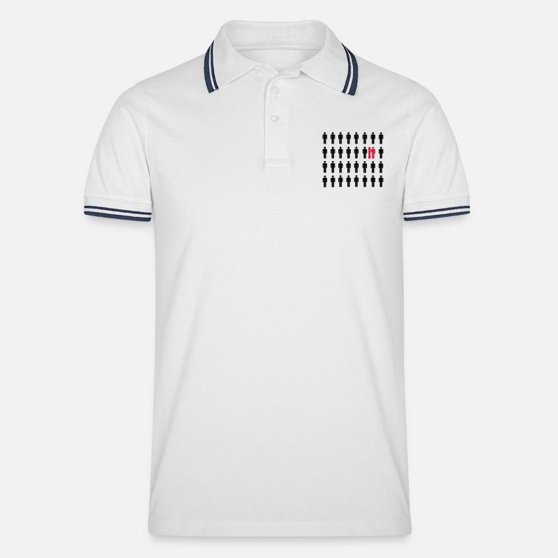Herz - Männer Tipped Poloshirt - Weiß/Navy