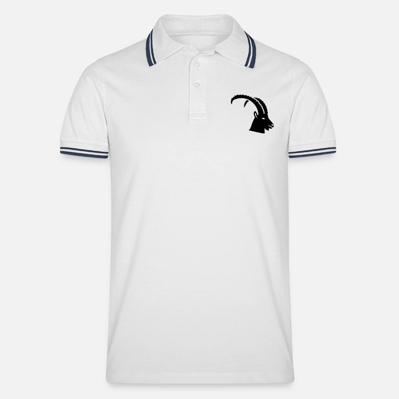 Steinbock - Männer Tipped Poloshirt - Weiß/Navy