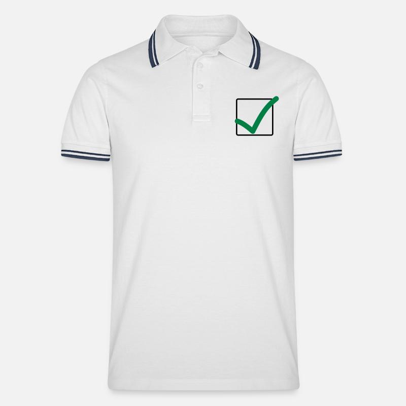 haekchen_02 - Männer Tipped Poloshirt - Weiß/Navy