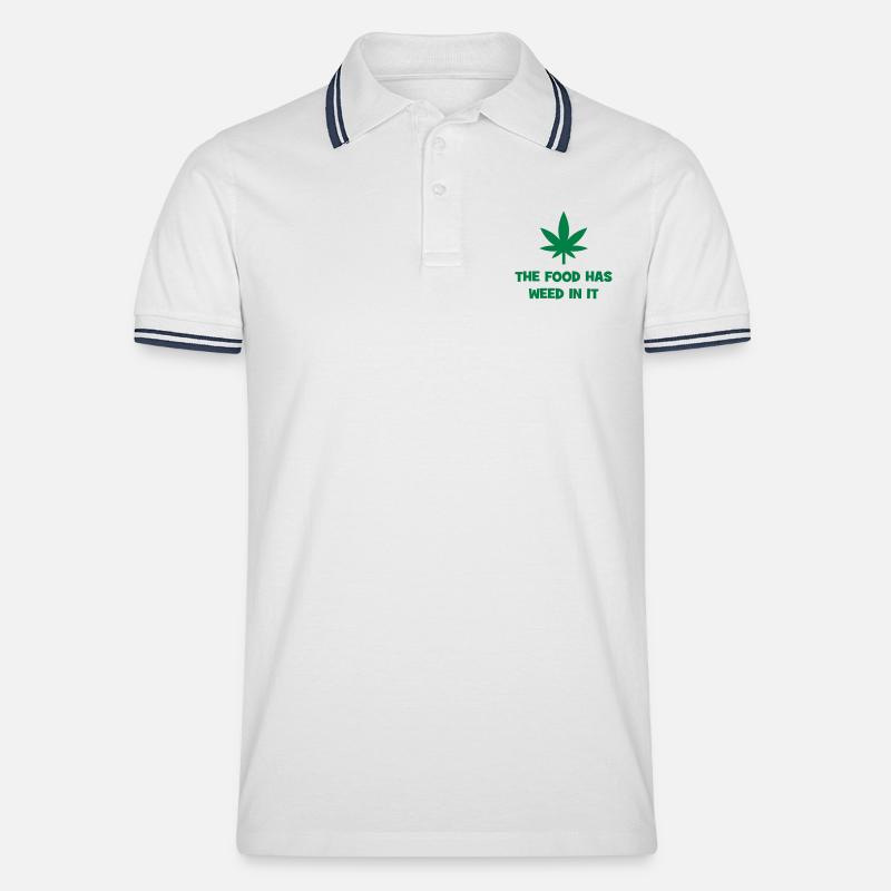 Cannabis im Essen - Männer Tipped Poloshirt - Weiß/Navy