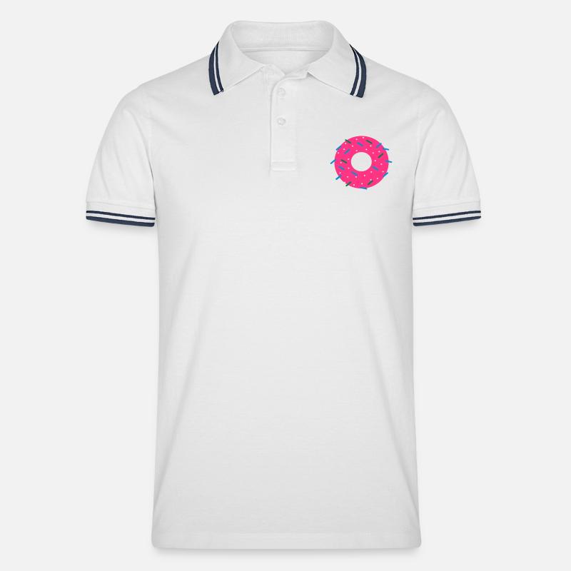 DONUT - Männer Tipped Poloshirt - Weiß/Navy