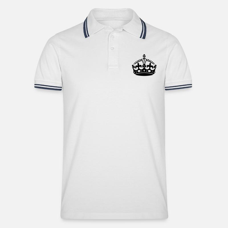 Bleib 'ruhig Crown - Männer Tipped Poloshirt - Weiß/Navy