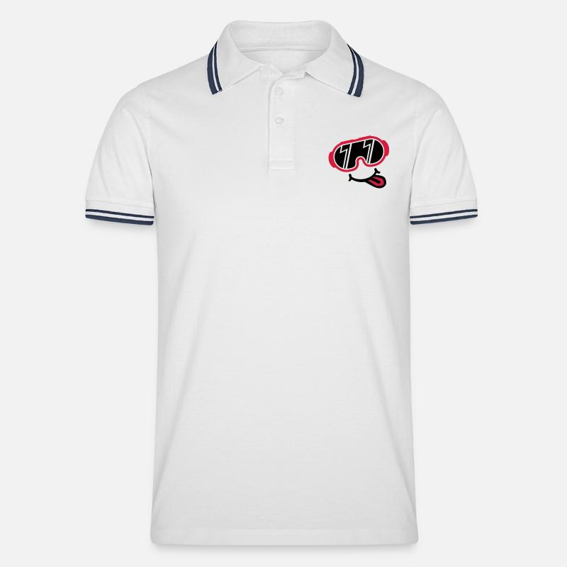 ski_brille_smiley_yx2 - Männer Tipped Poloshirt - Weiß/Navy