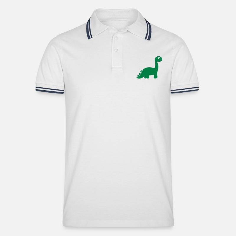 Dinosaurier - Männer Tipped Poloshirt - Weiß/Navy