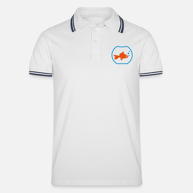Goldfisch - Männer Tipped Poloshirt - Weiß/Navy