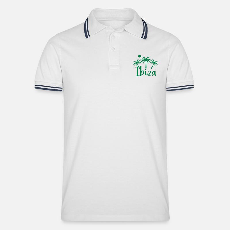 ibiza - Männer Tipped Poloshirt - Weiß/Navy