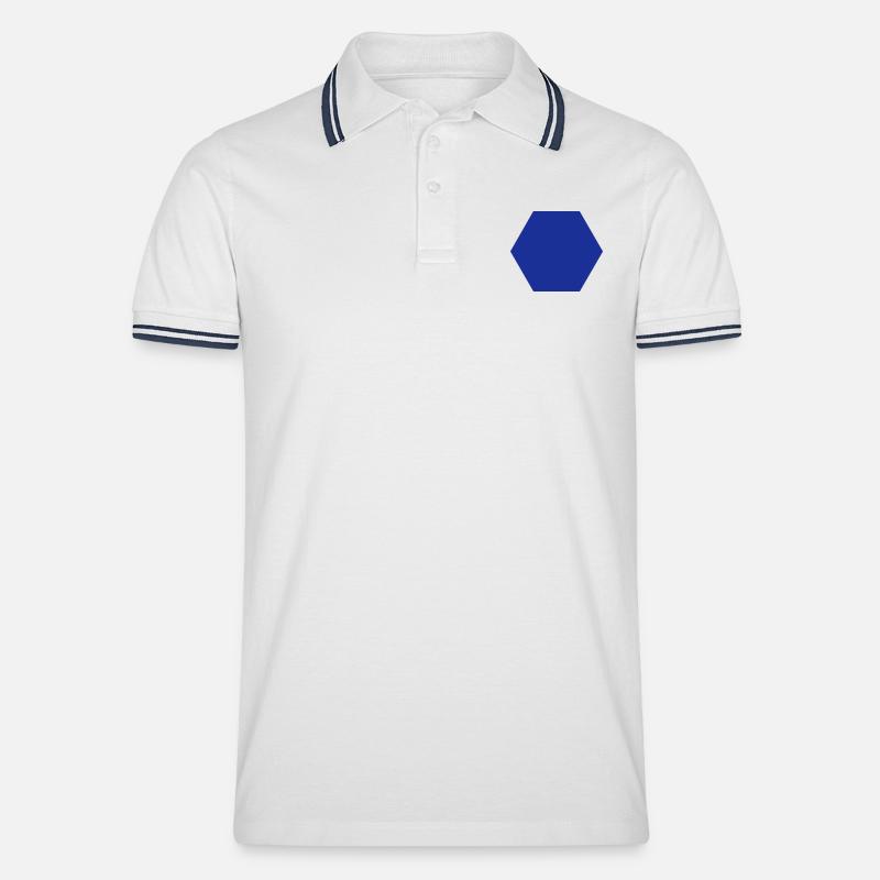 Sechseck - Männer Tipped Poloshirt - Weiß/Navy