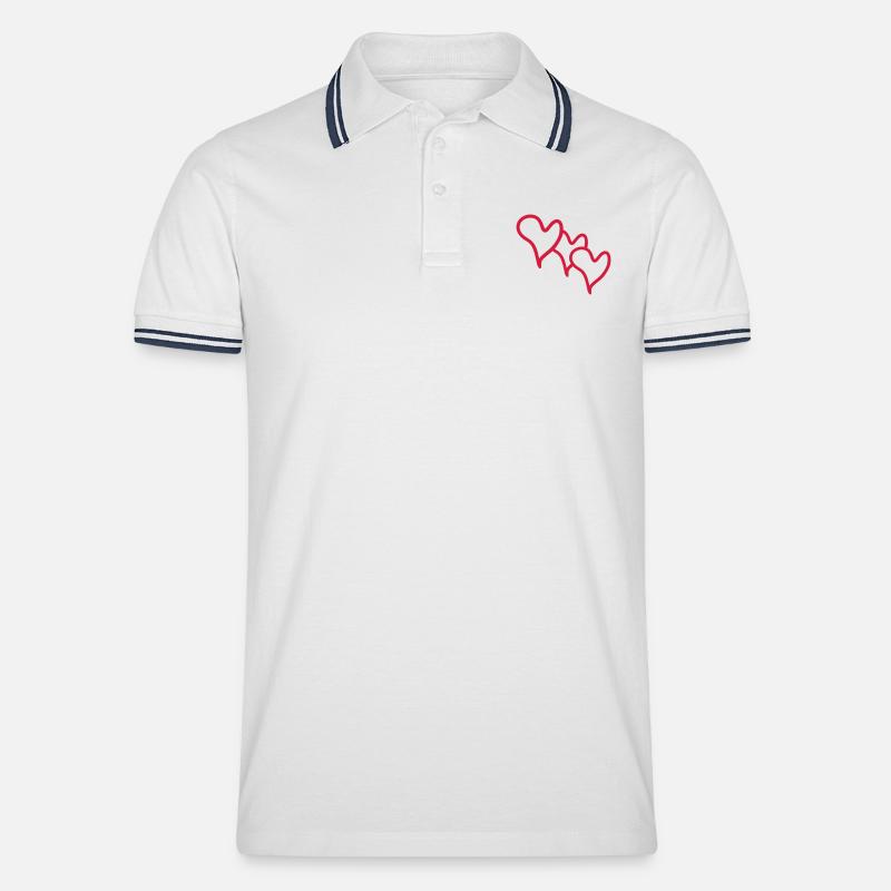 herzen - Männer Tipped Poloshirt - Weiß/Navy