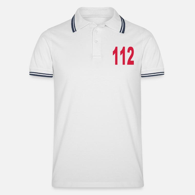 Notruf 112 - Männer Tipped Poloshirt - Weiß/Navy