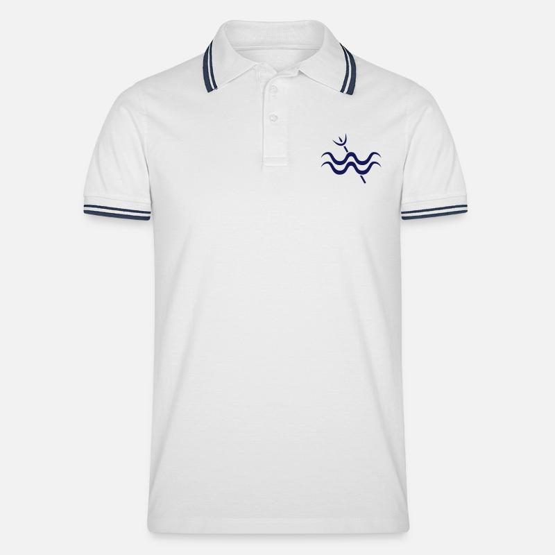 Wassermann - Männer Tipped Poloshirt - Weiß/Navy