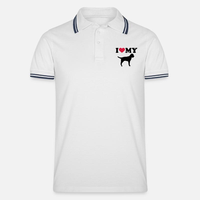 Border Terrier - Männer Tipped Poloshirt - Weiß/Navy